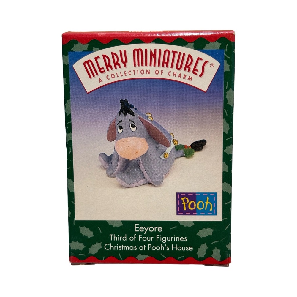 Hallmark Merry Miniatures Eeyore 1999 Christmas at Pooh’s House Rare Disney